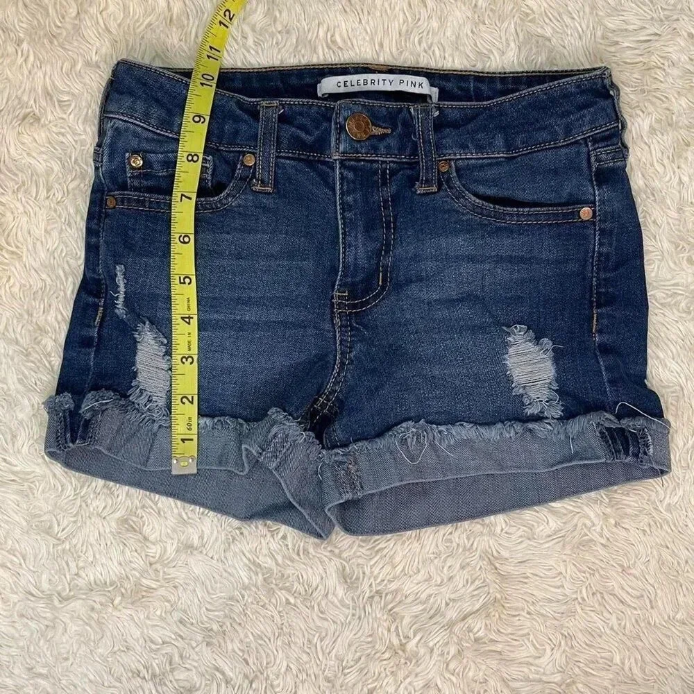 Celebrity Pink Distressed Rolled Jean Shorts Women’s Size 0 - Picture 3 of 6